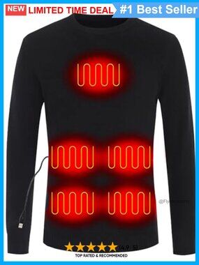 MYI Heated Pullover Sweater Crew Neck Long Sleeve Fleece Lined USB
